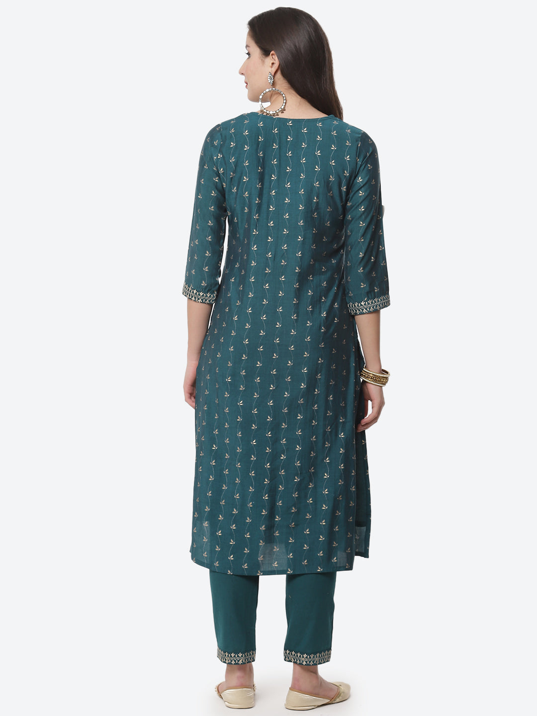 Embroidered Printed Cotton Kurta With Pant