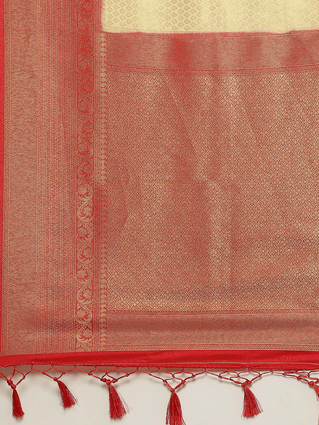 Brocade Zari Booti Art Handloom Woven Saree