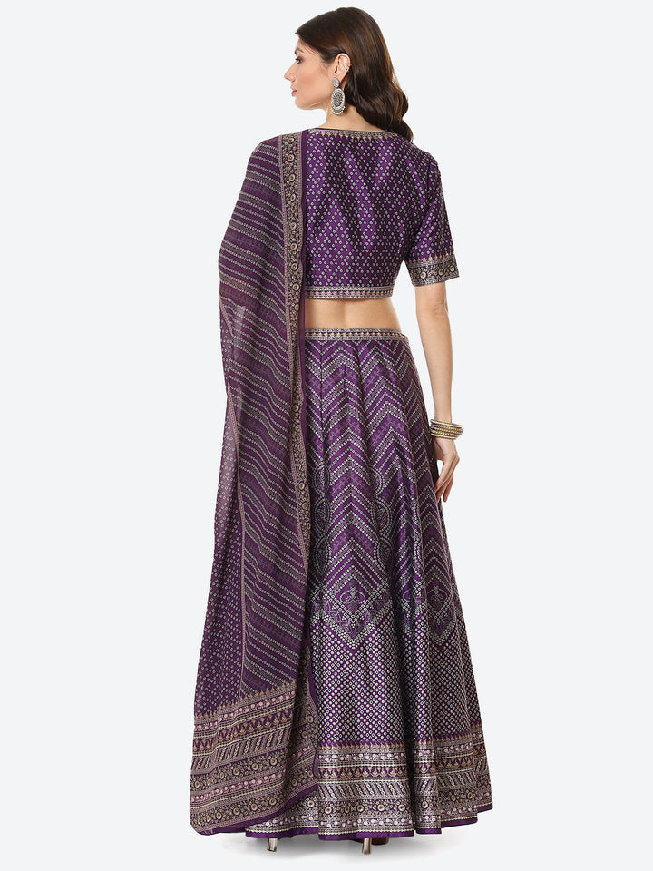 Printed Choli With Lehenga &amp; Net Dupatta