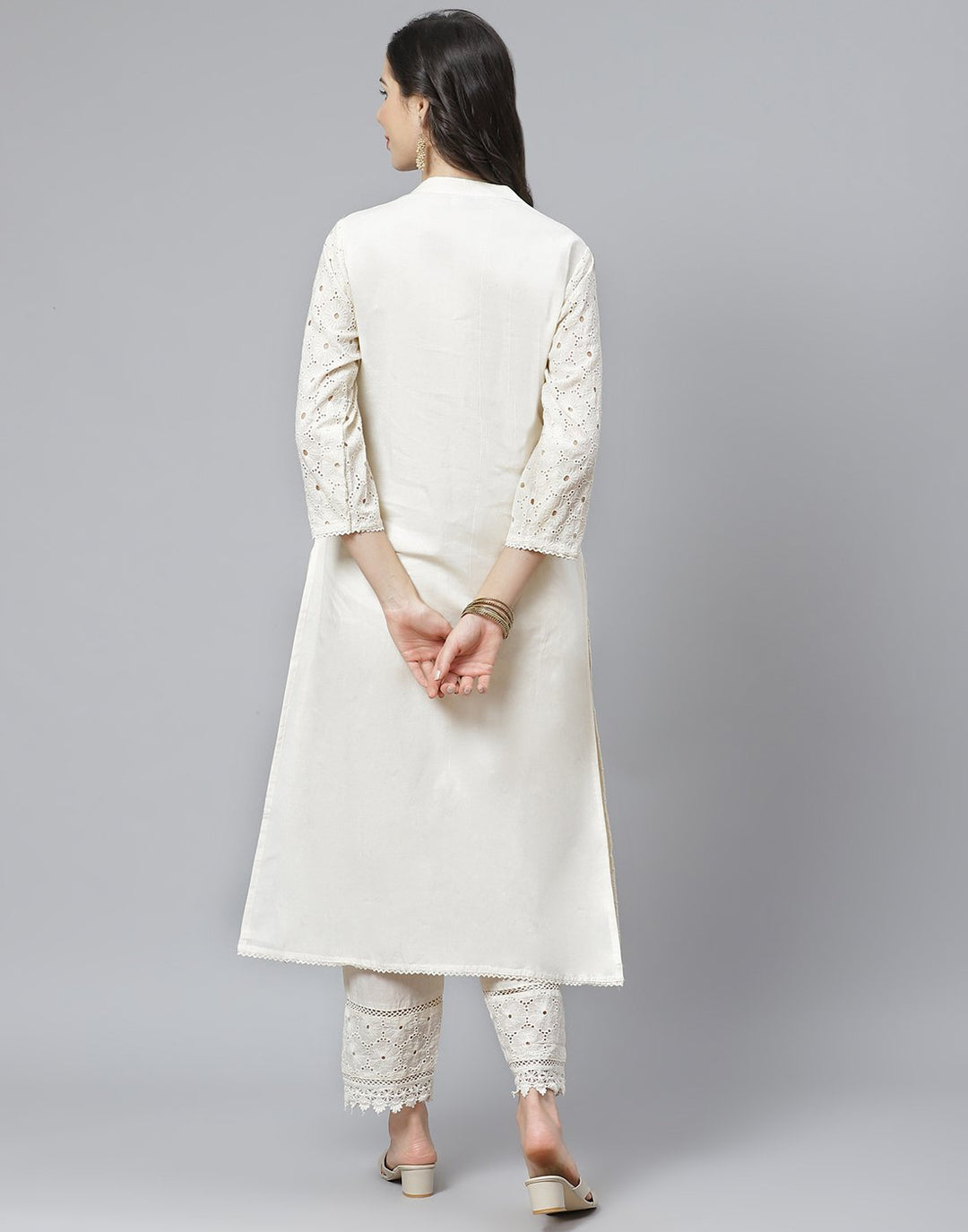 Cotton Embroidered Kurti with Straight Pant