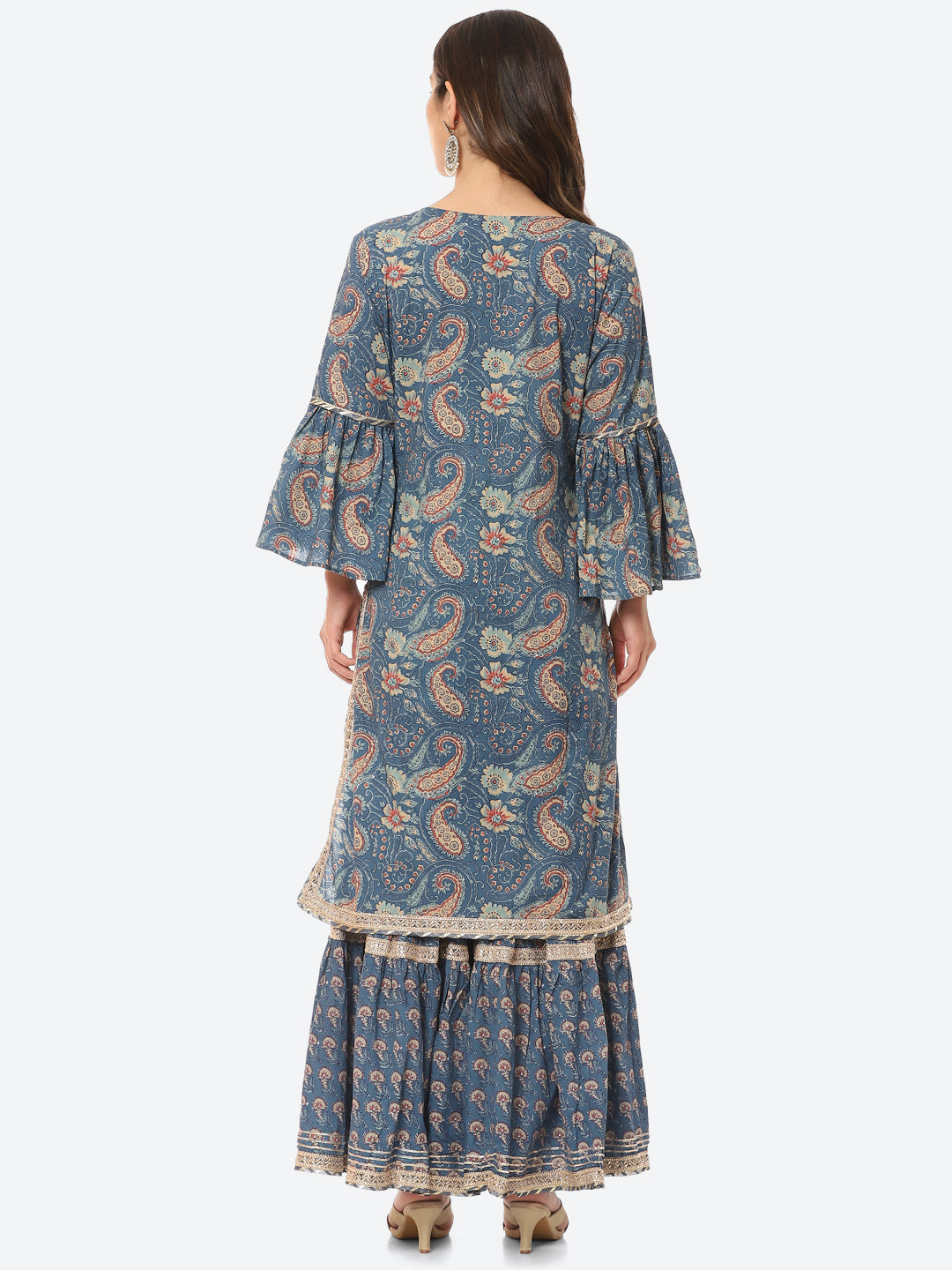 Printed Cotton Kurta With Sharara