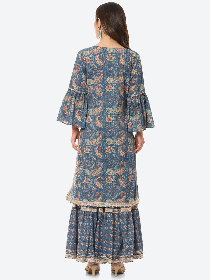Printed Cotton Kurta With Sharara