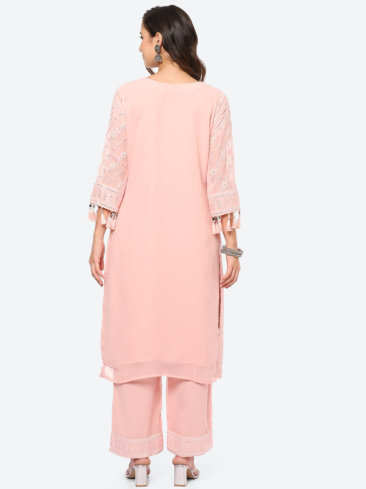 Resham Mirror Georgette Kurta With Palazzo