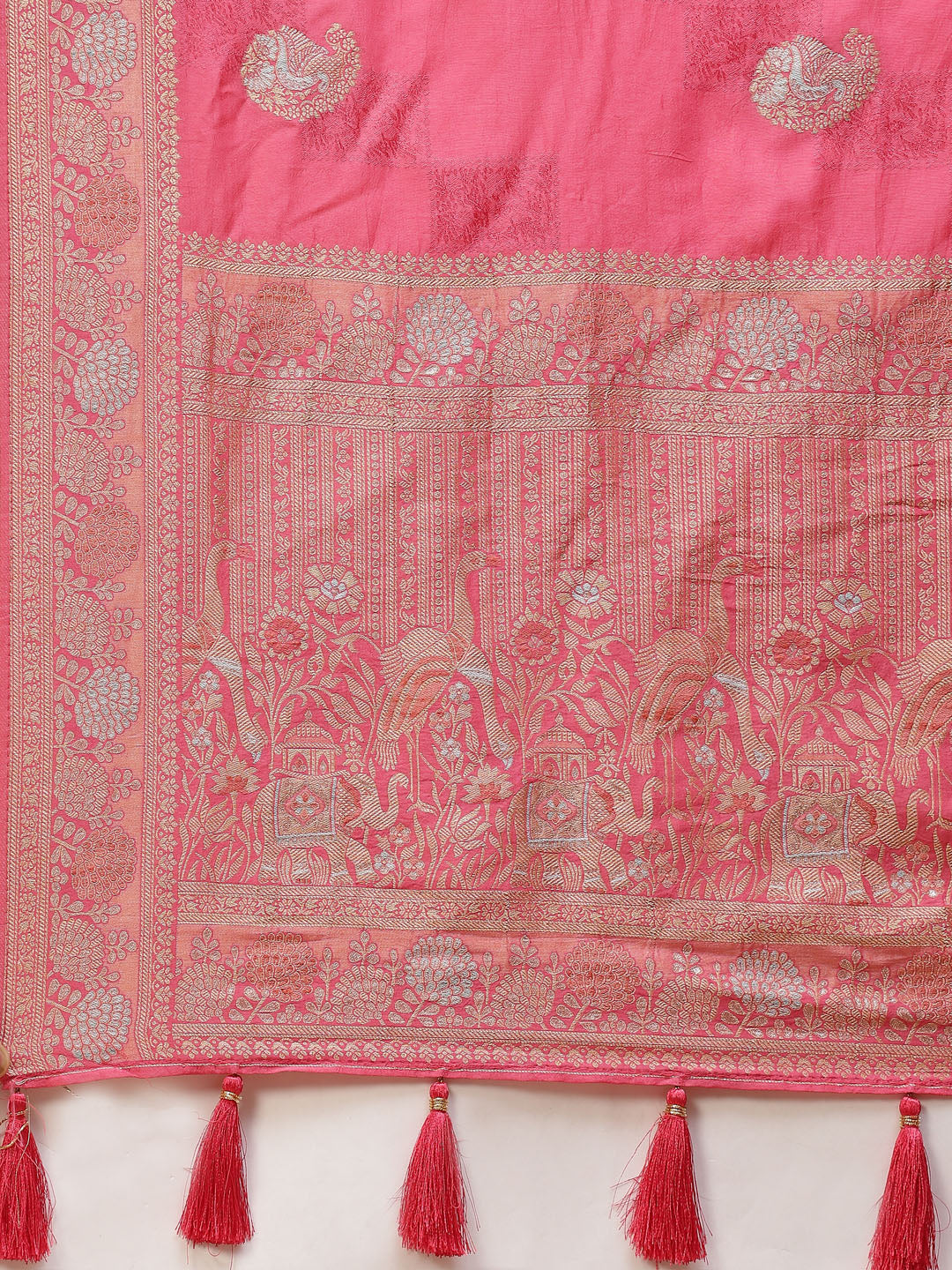 Zari Border Booti Banarasi Woven Saree