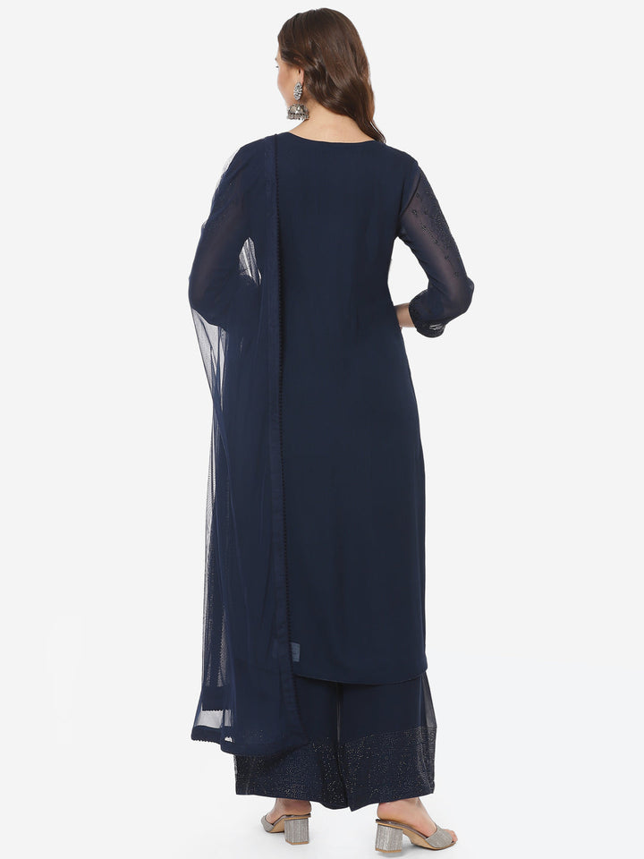 Swarovski Georgette Anarkali Stitched Salwar Kameez With Net Dupatta