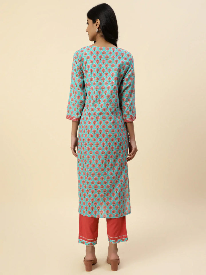 Printed Cotton Kurta With Palazzo