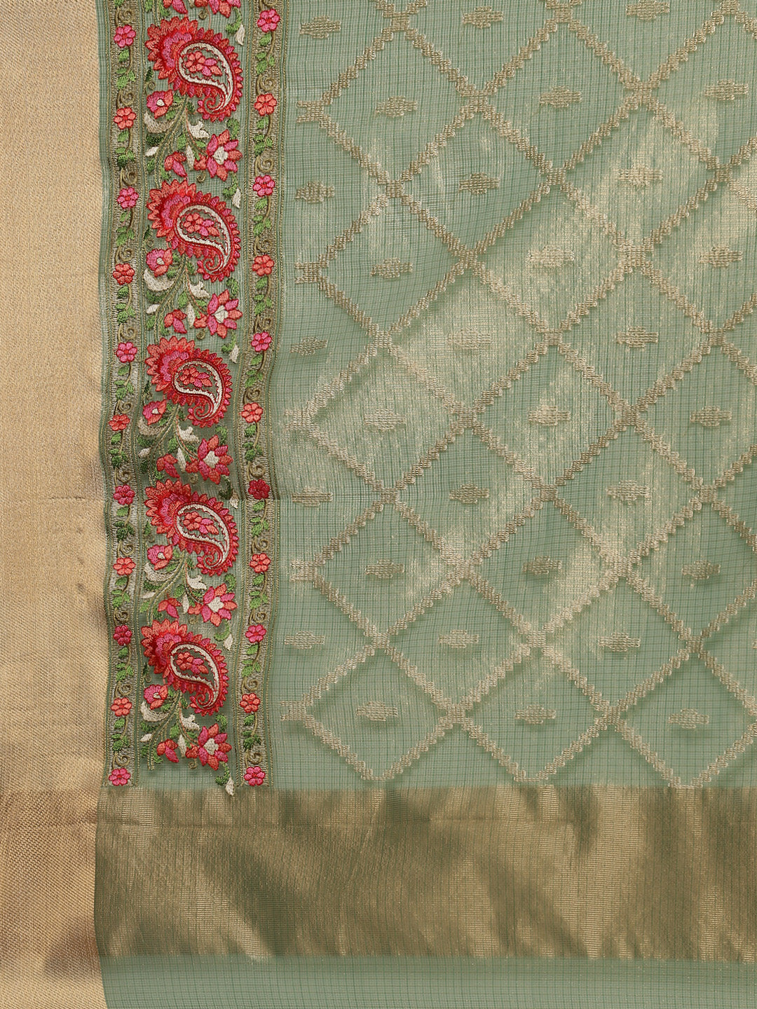 Resham Jaal Cotton Embroidered Saree