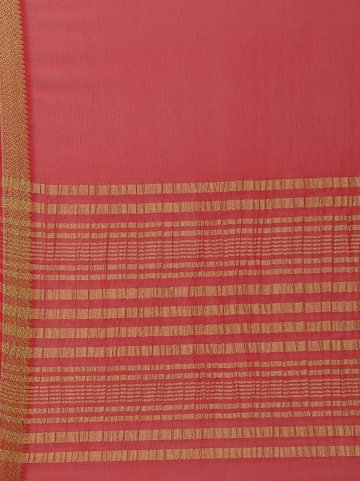 Piped Border Chiffon Plain Saree