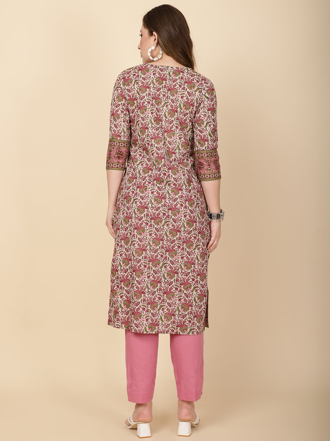 Floral Printed Cotton Kurta With Pants
