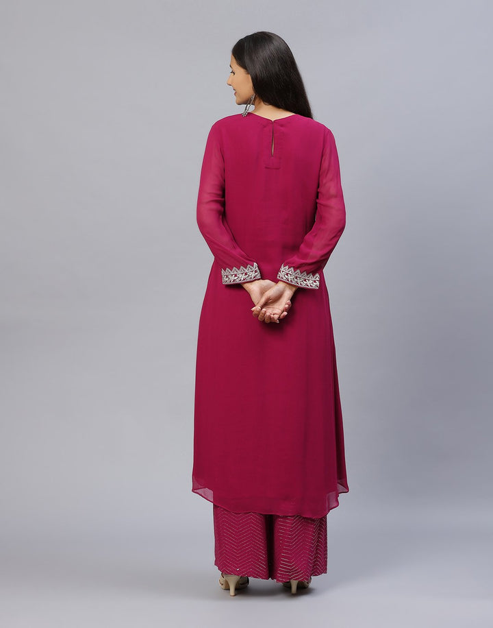 Georgette Embroidered Kurti Palazzo Set