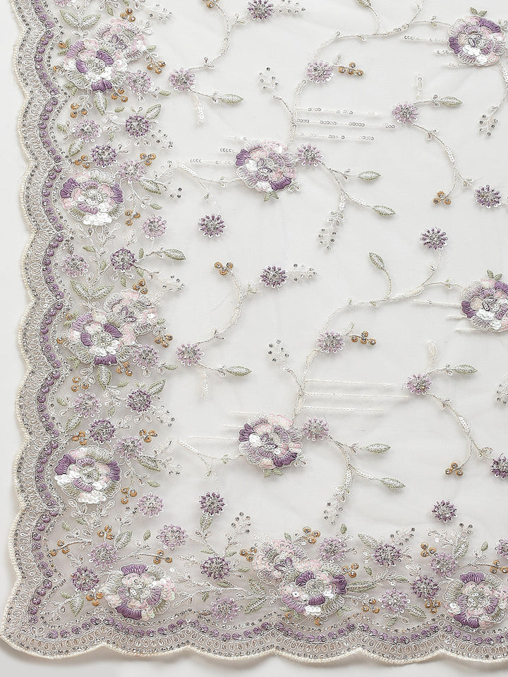 Resham Jaal Embroidery Net Saree