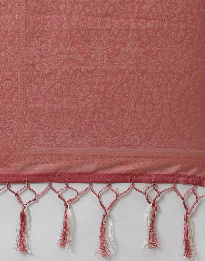 Floral Print With Contrast Border Cotton Chanderi Saree