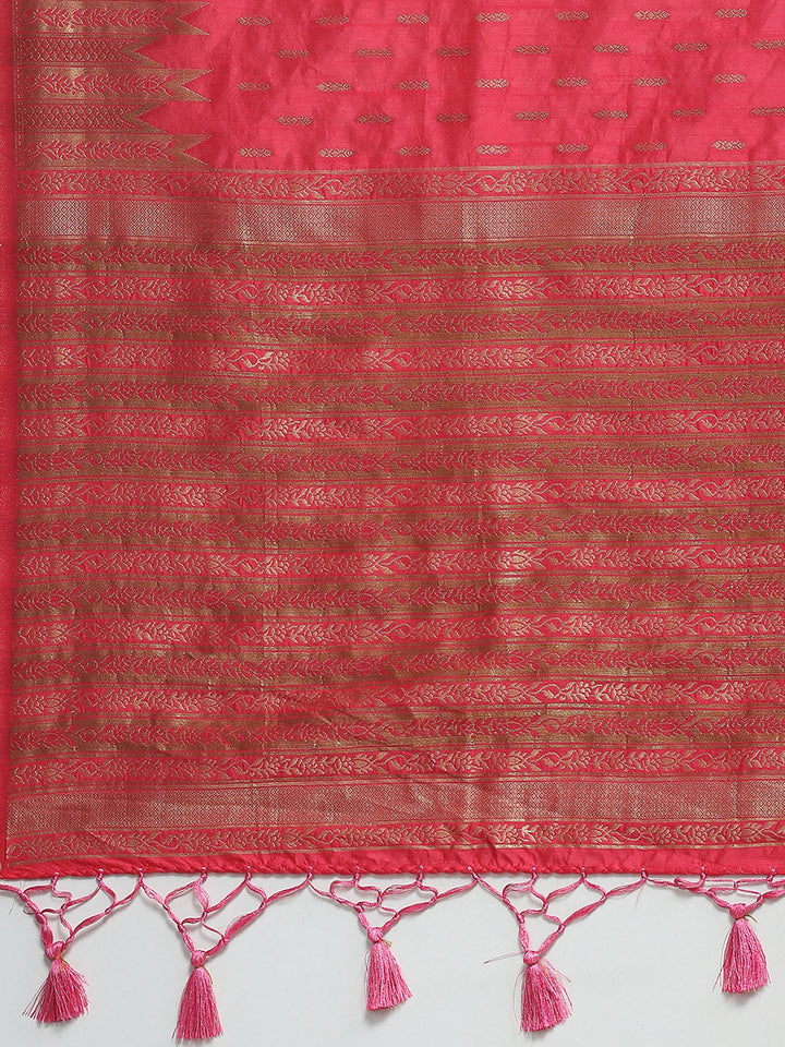 Zari Border Booti Woven Handloom Saree