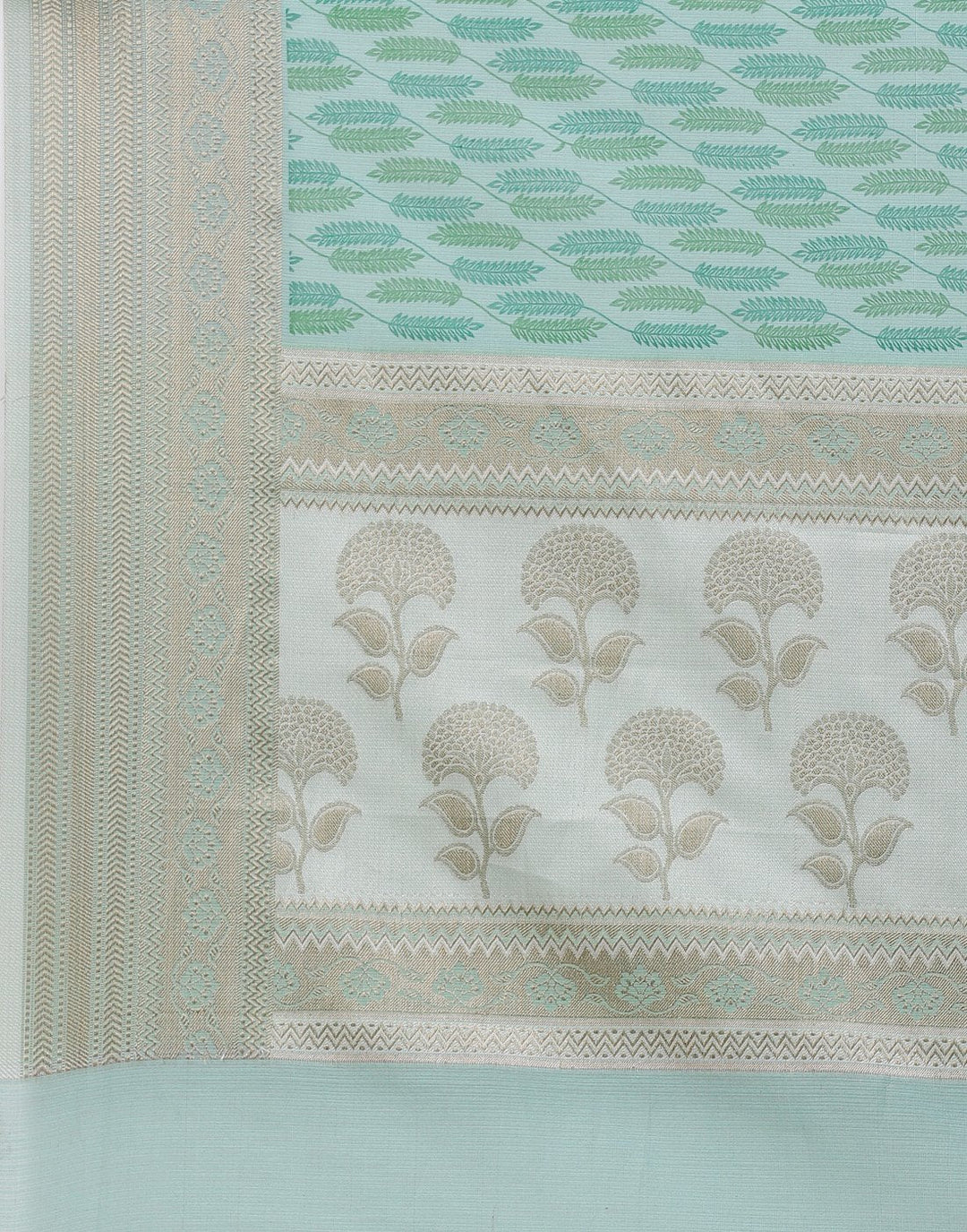 Cotton Printed Saree with Golden Zari Border