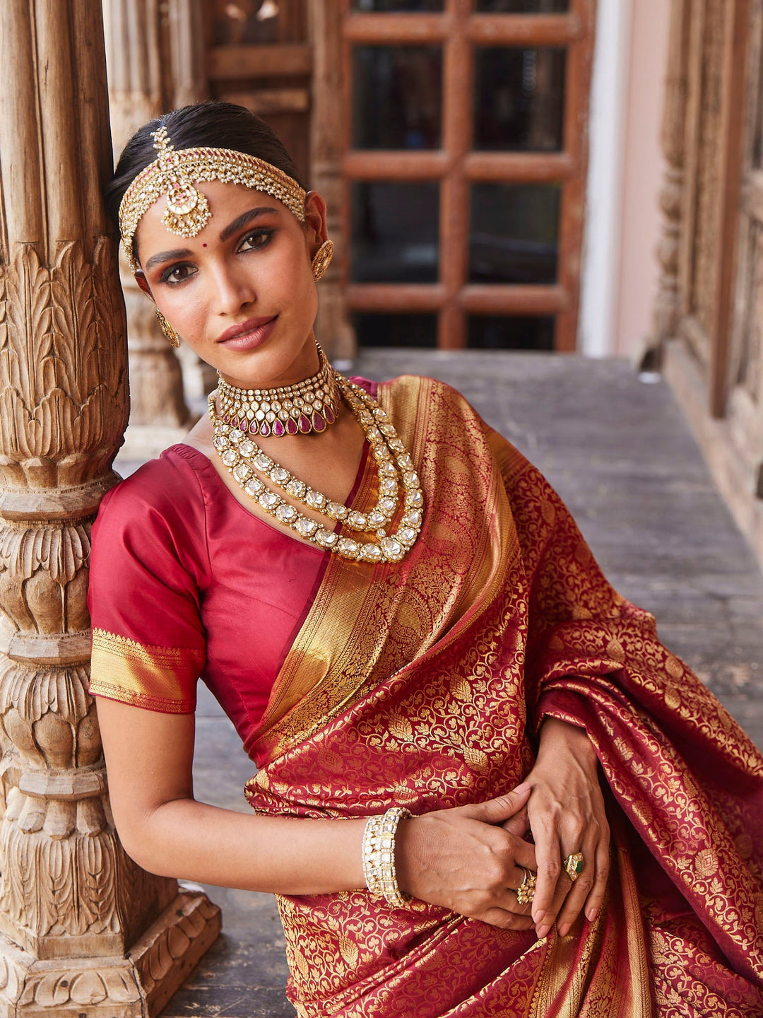 Brocade Zari Jaal Handloom Woven Saree