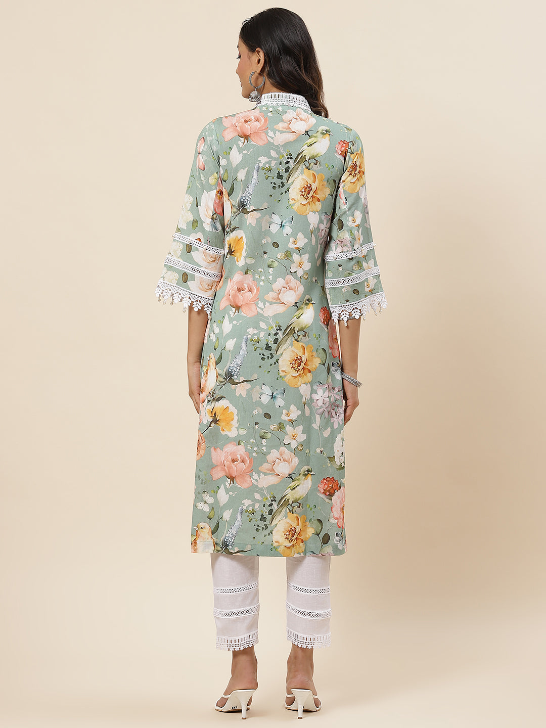 Floral Printed Cotton Kurta With Pants
