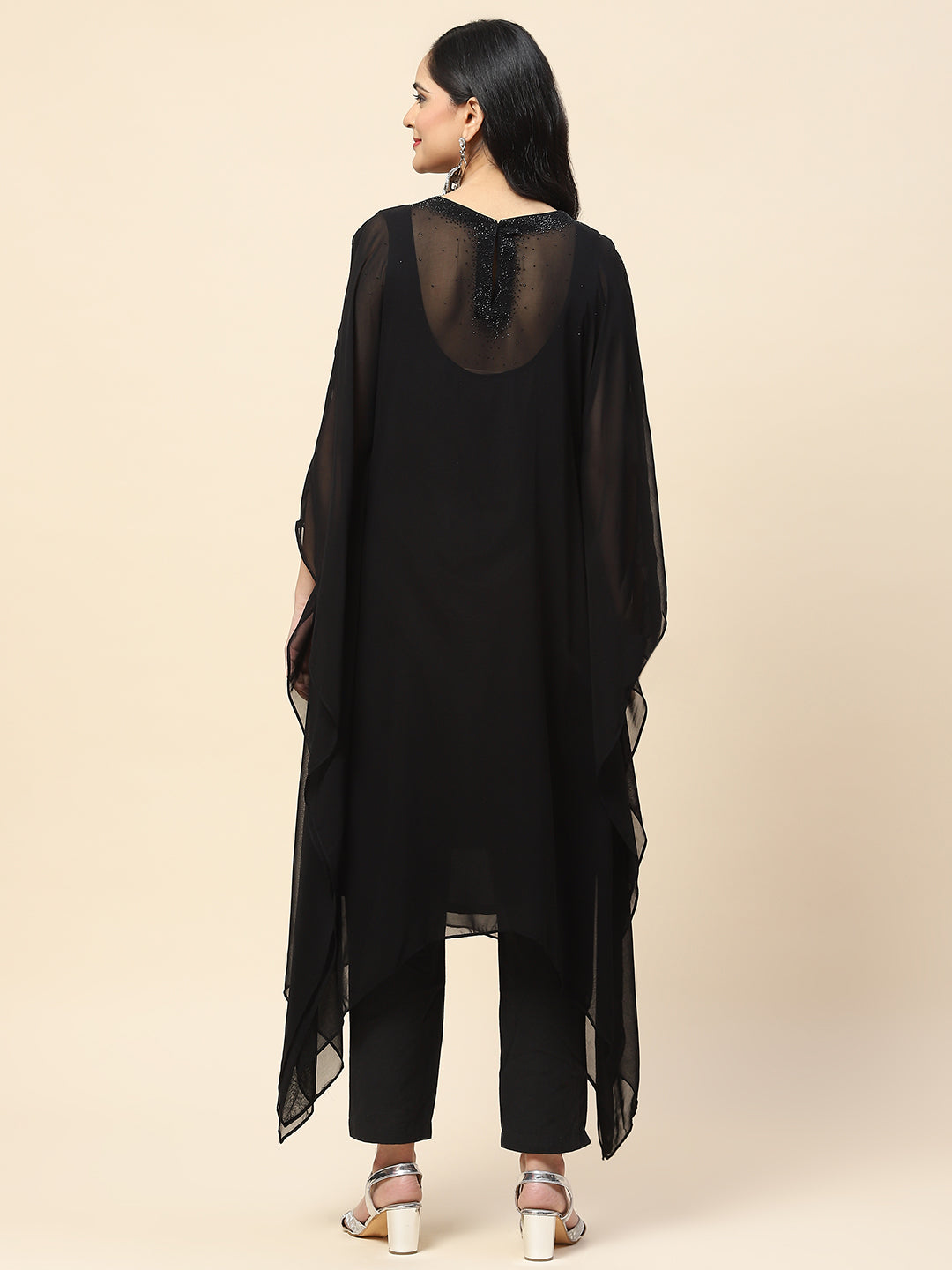 Stone Work Georgette Kaftan Kurta With Inner