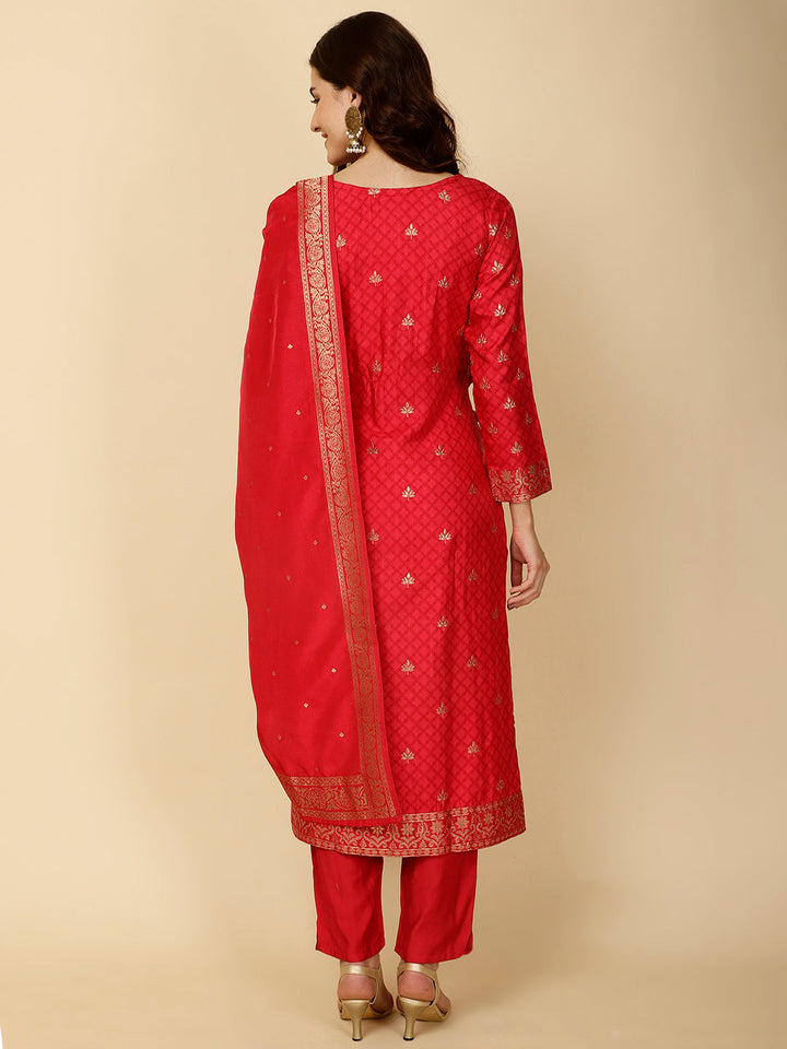Ethnic Motifs Banarasi Kurta With Pants &amp; Dupatta