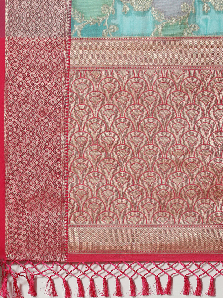 Floral Zari Jaal Cotton Woven Saree