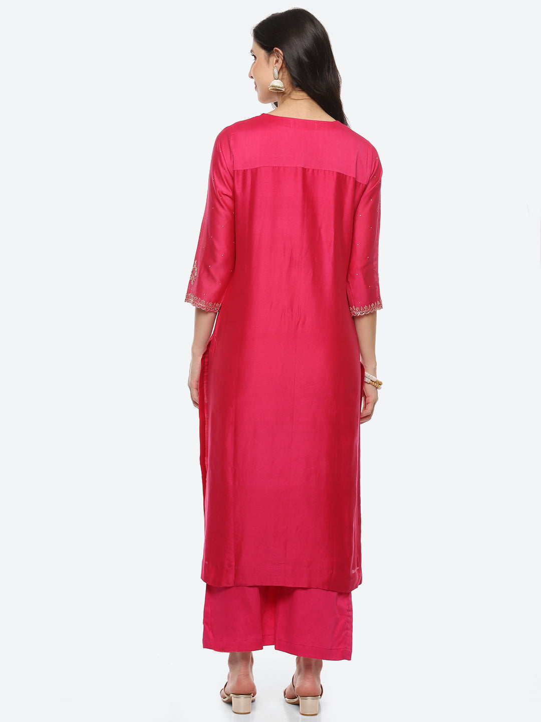 Neck Embroidered Booti Handloom Kurta With Pant