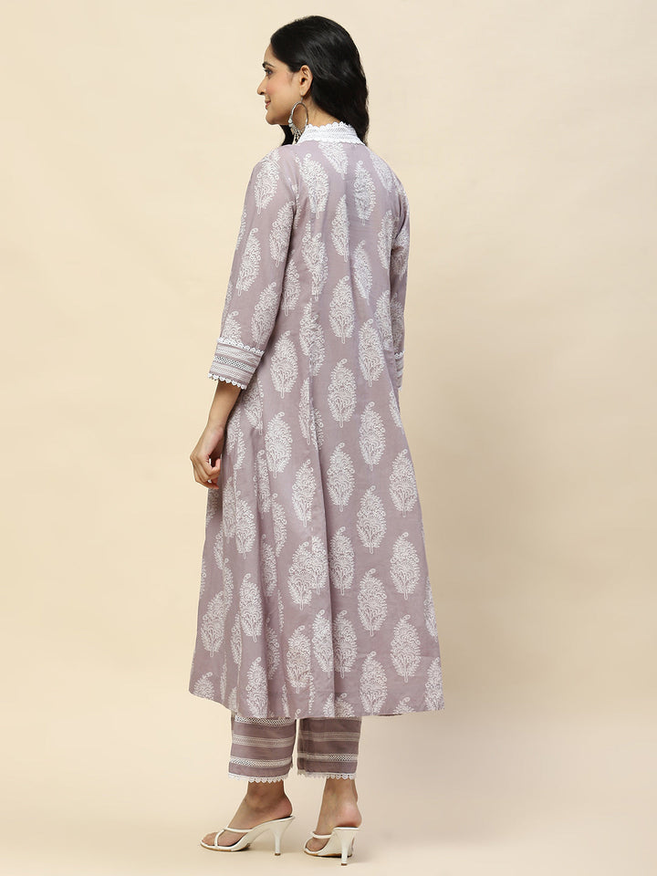 Printed Cotton Kurta With Pants
