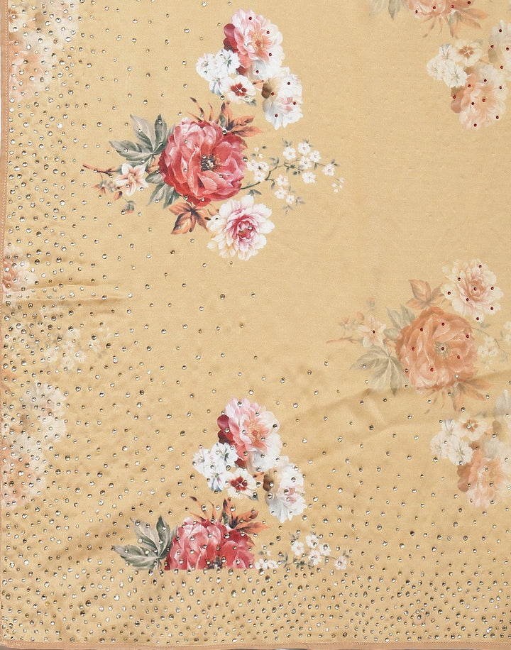 Digital Floral Printed Crepe Saree with Stone Work