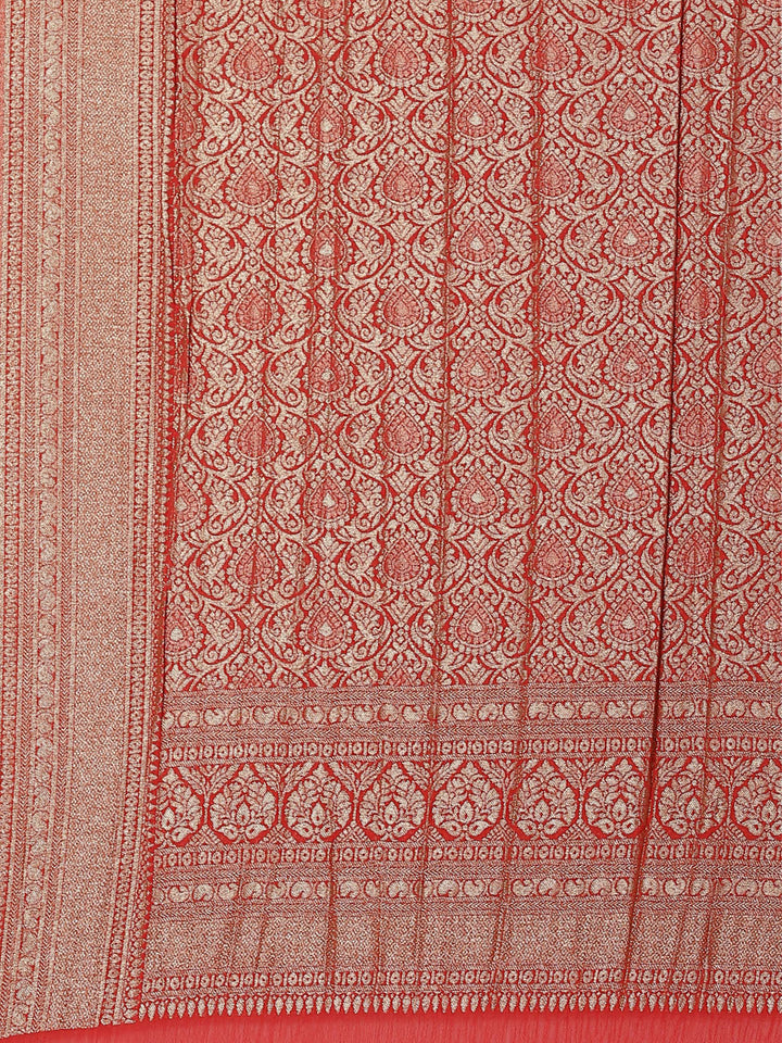 Floral Zari Jaal Georgette Plain Saree