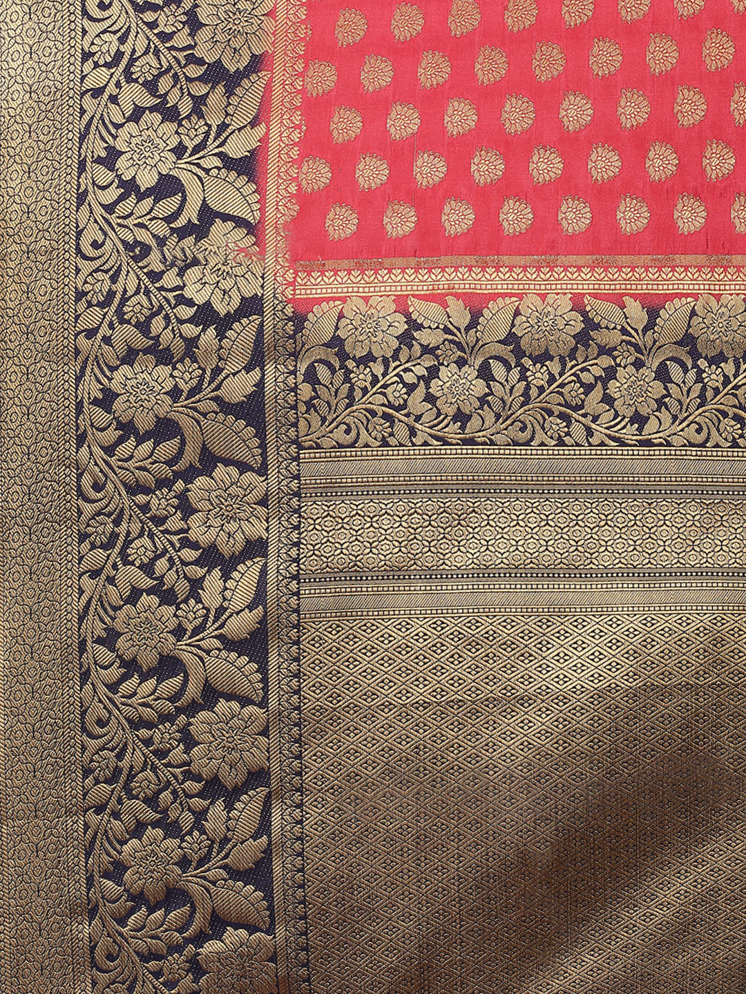 Zari Border Booti Work Art Handloom Woven Saree