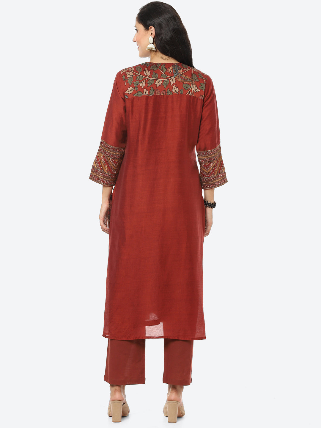 Floral Printed Chanderi Kurti With Pant