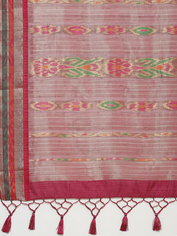 Zari Border Booti Woven Handloom Saree