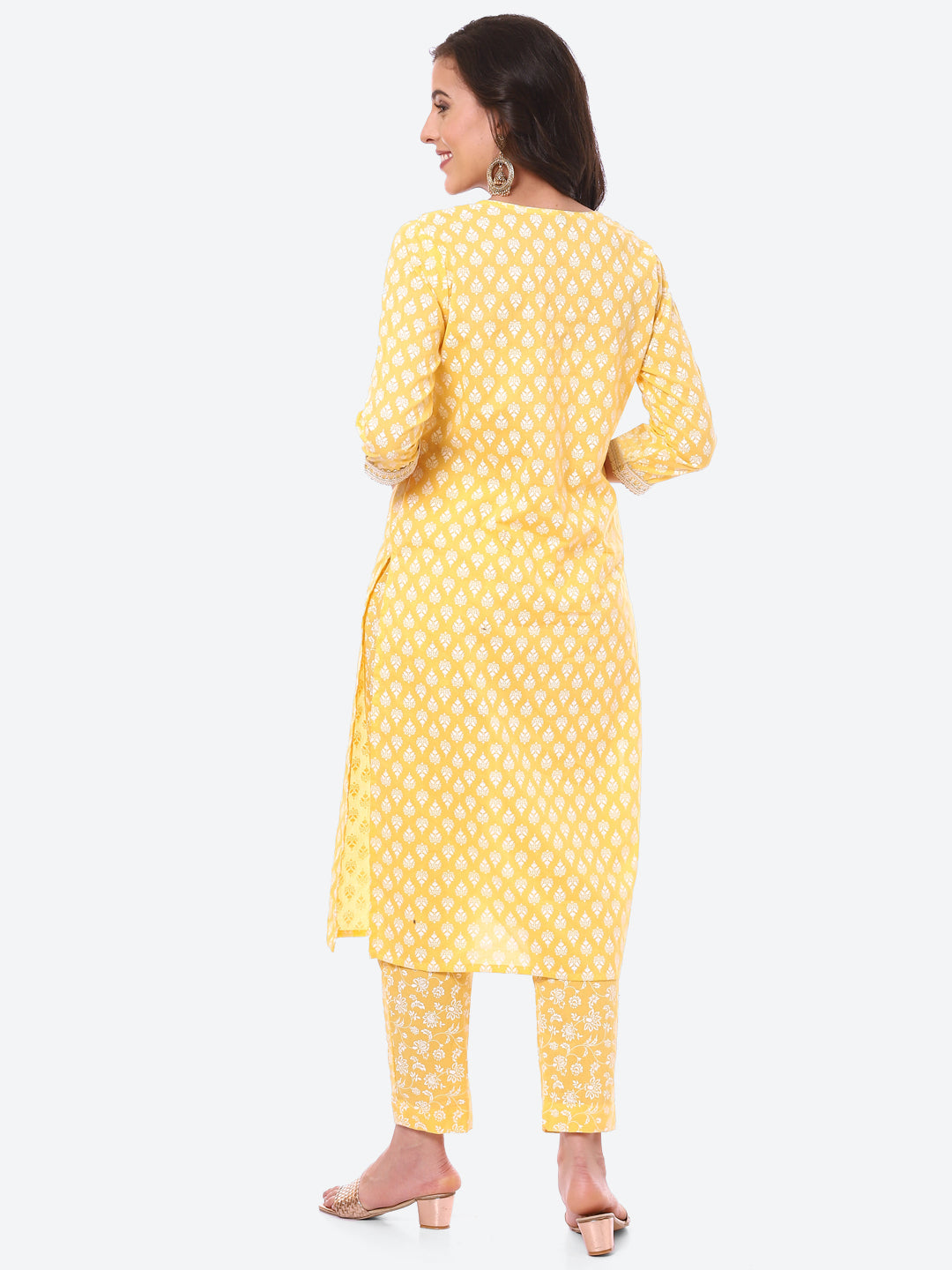 Sequin Work Printed Cotton Kurta With Pant