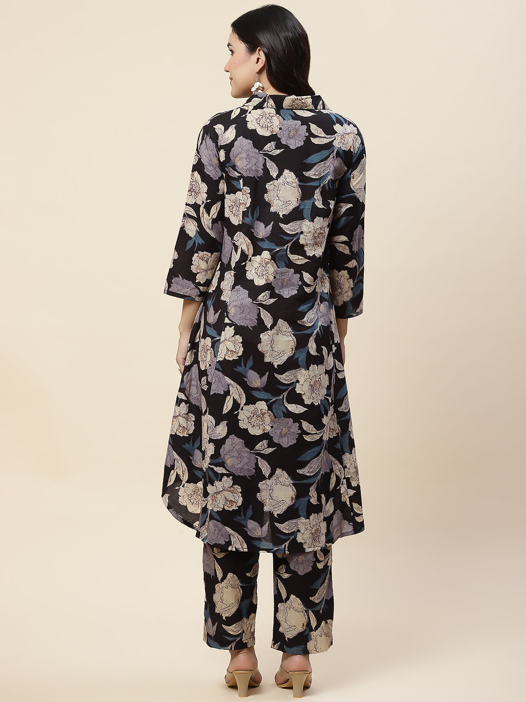Floral Printed Cotton Kurta With Pants