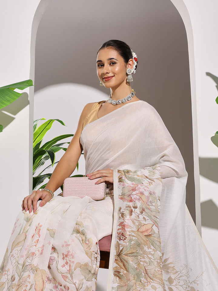 Printed Cotton Blend Saree