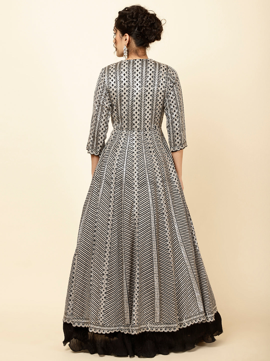 Sequin Embroidered Crepe Choli With Lehenga &amp; Jacket