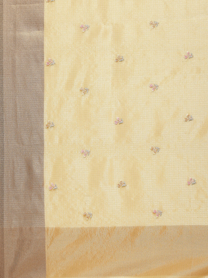 Resham Booti Embroidered Cotton Saree