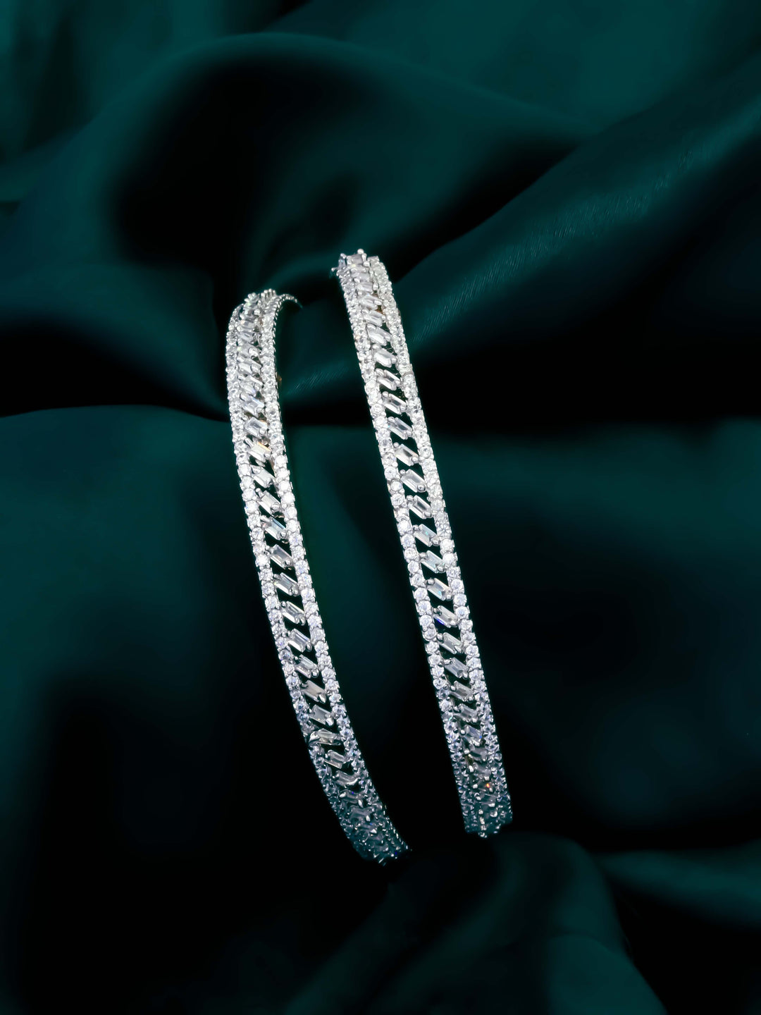 Silver &amp; White AD Bangle Set
