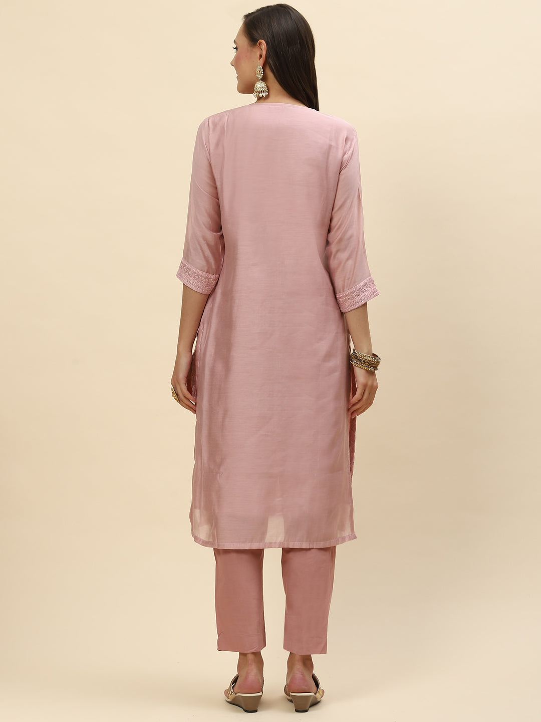 Sequin Embroidered Chanderi Kurta With Pants