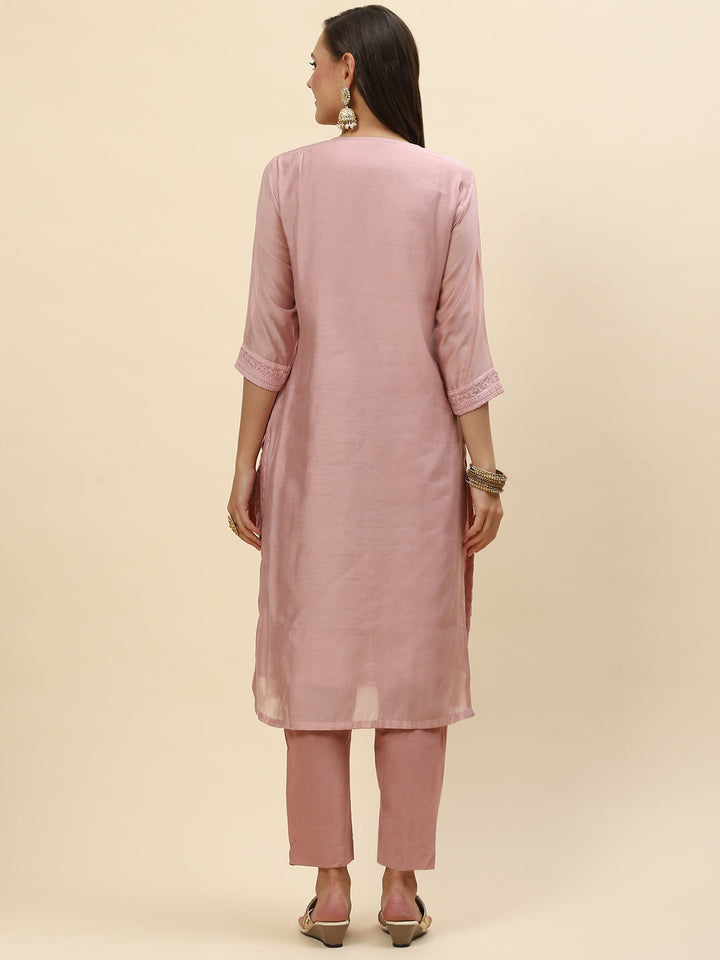 Sequin Embroidered Chanderi Kurta With Pants