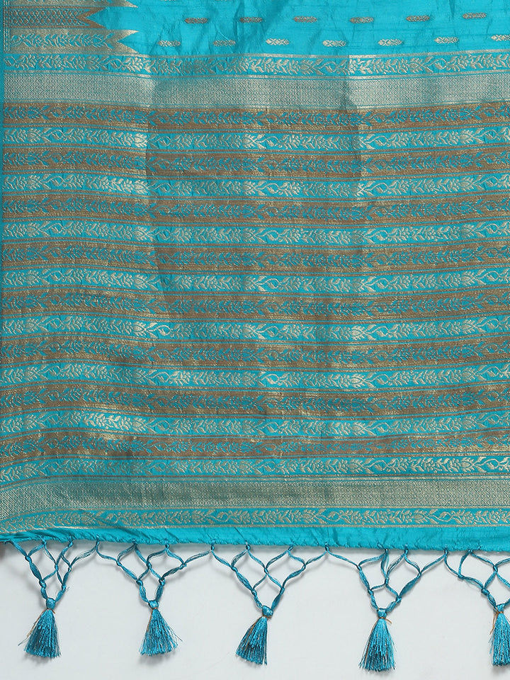 Zari Border Booti Woven Handloom Saree
