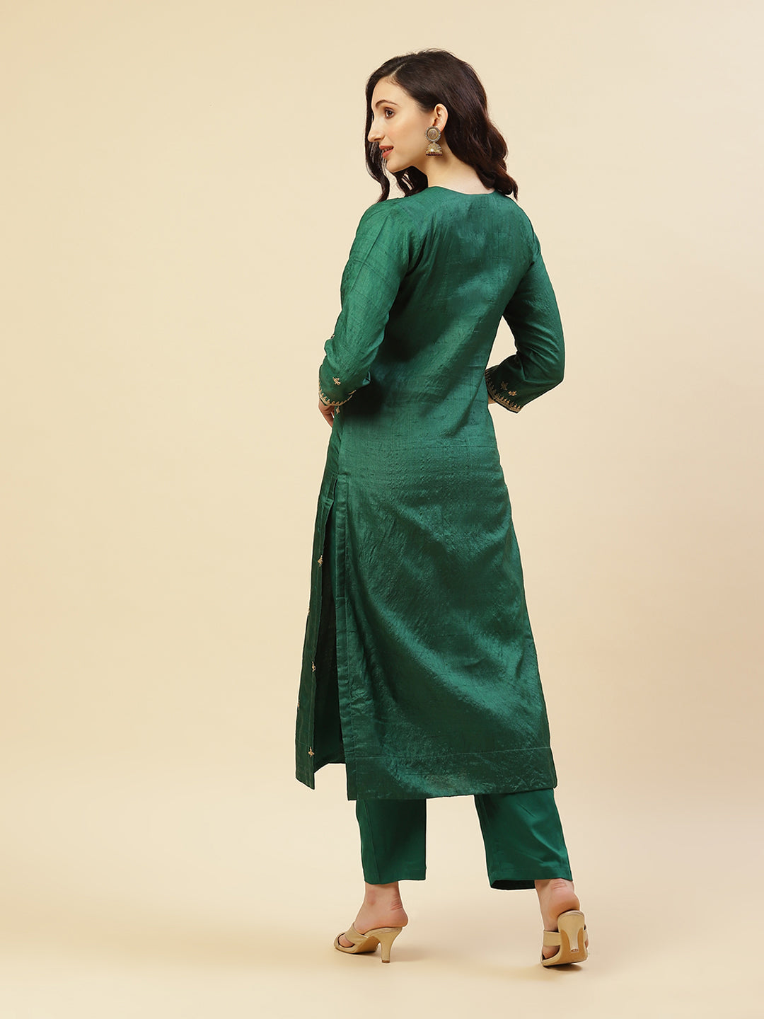 Embroidered Tussar Kurti With Pant