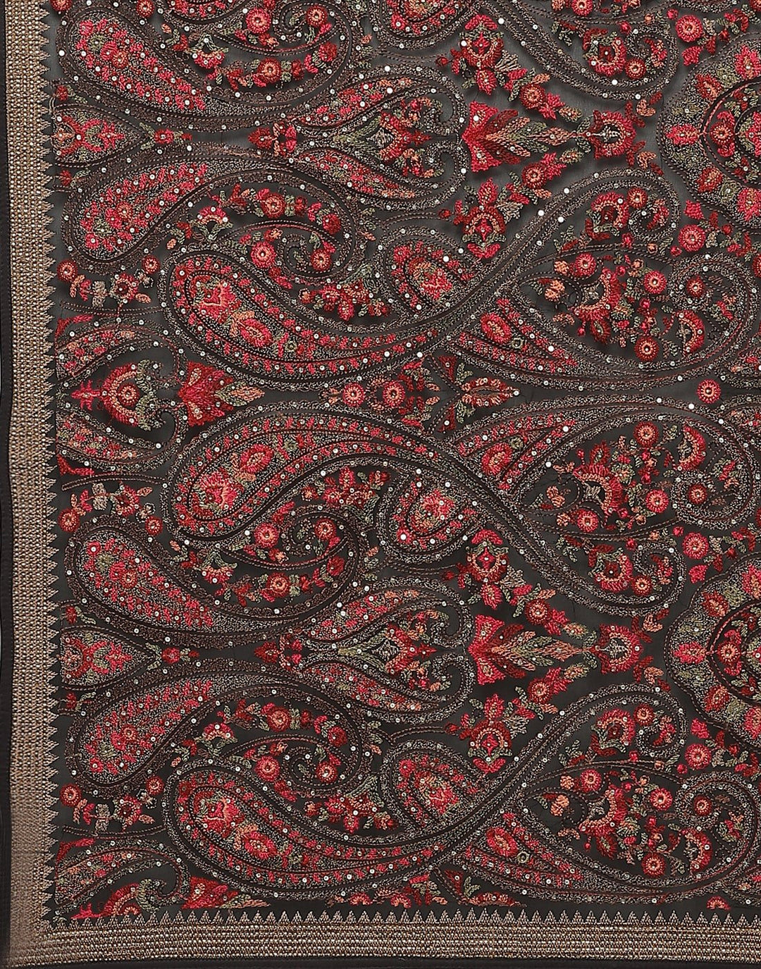 Georgette Saree With Kashmiri Work