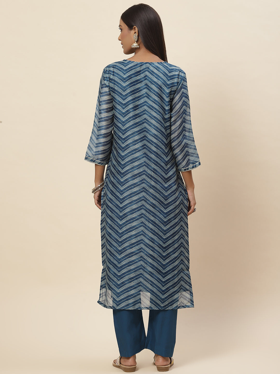 Printed Printed Chanderi Kurta With Pants