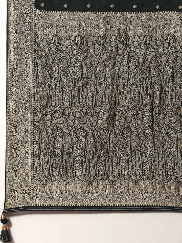 Zari Booti Crepe Plain Saree