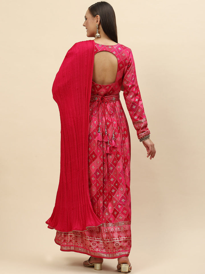 Banarasi Cotton Kurta With Pants &amp; Silk Dupatta