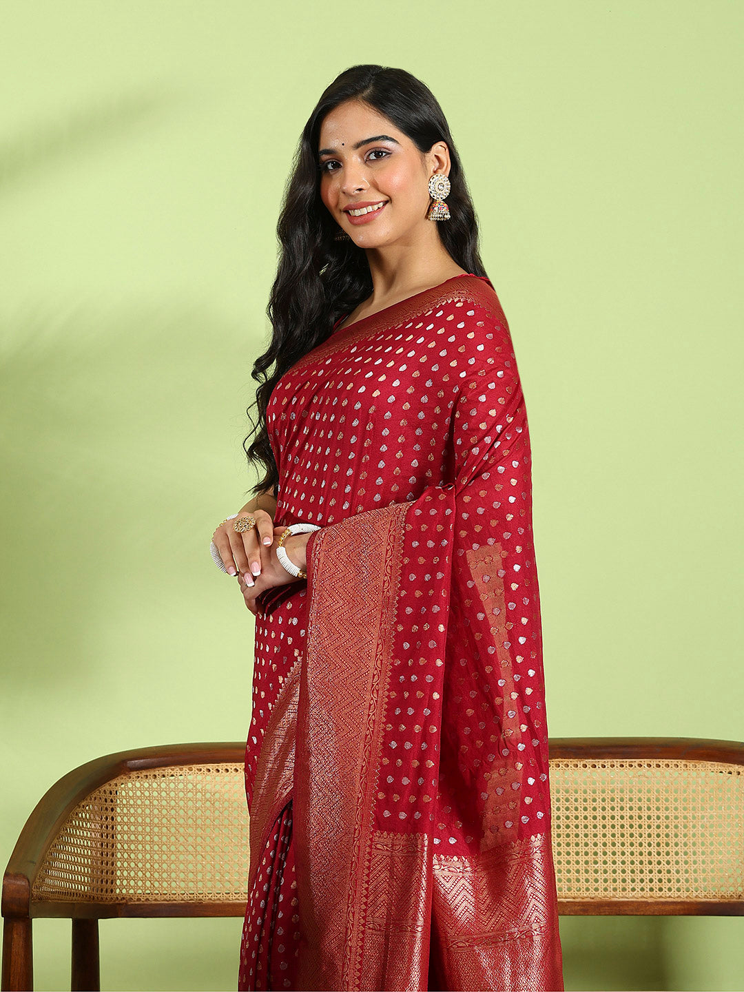 Plain Crepe Saree