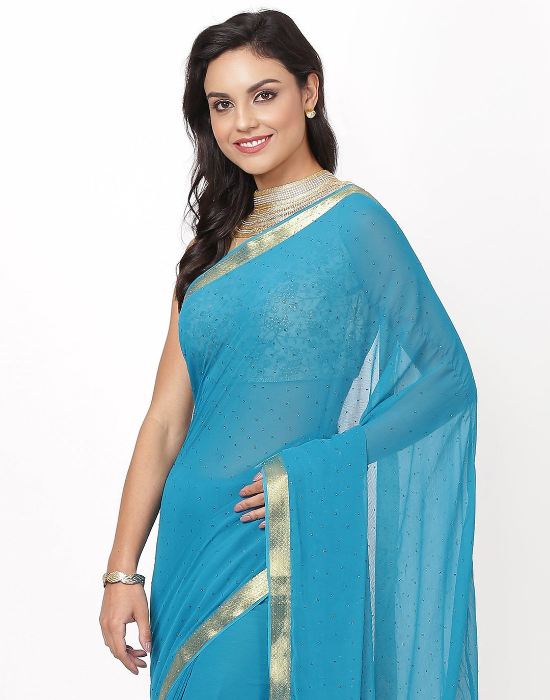 MBZ Meena Bazaar-Firozee Art Chiffon Saree