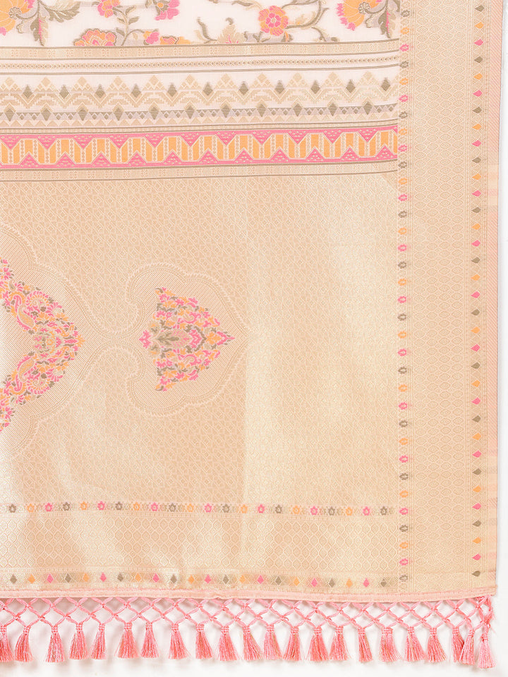 Resh Zari Border Woven Organza Saree
