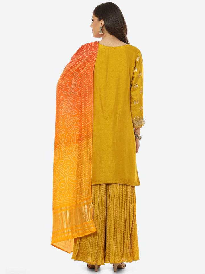 Zari Booti Neck Zari Embroidered Handloom Kurta With Garara &amp; Dupatta