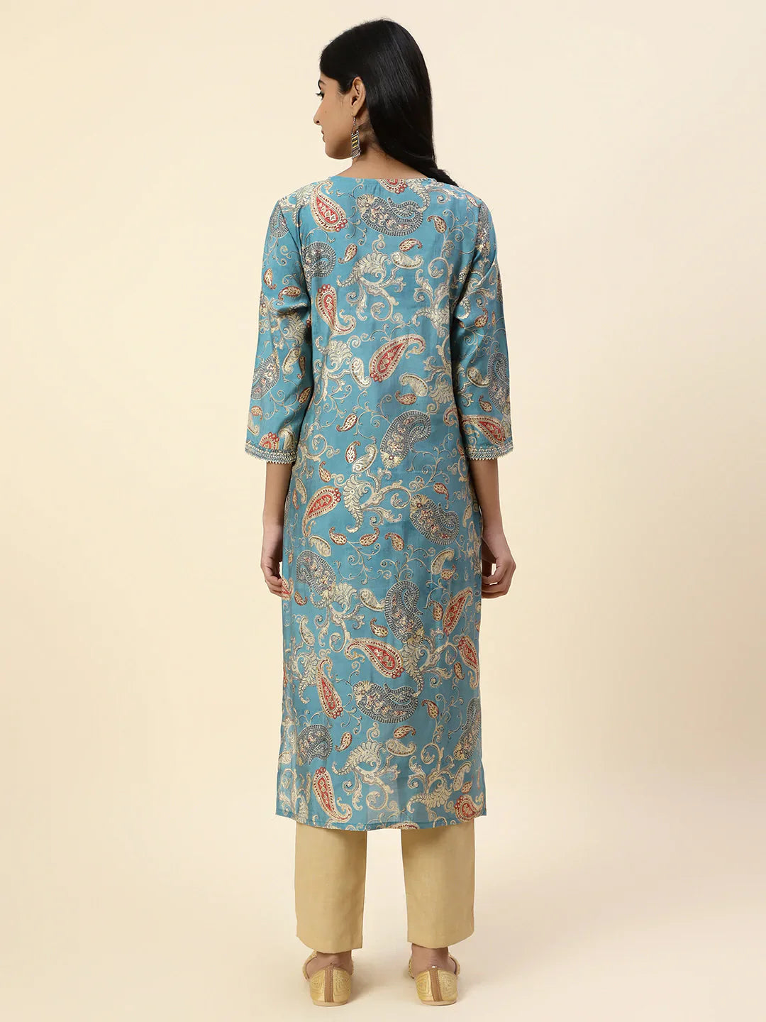 Printed With Yoke Embroidered Muslin Kurta