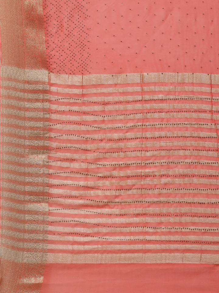 Stone Work Georgette Plain Saree